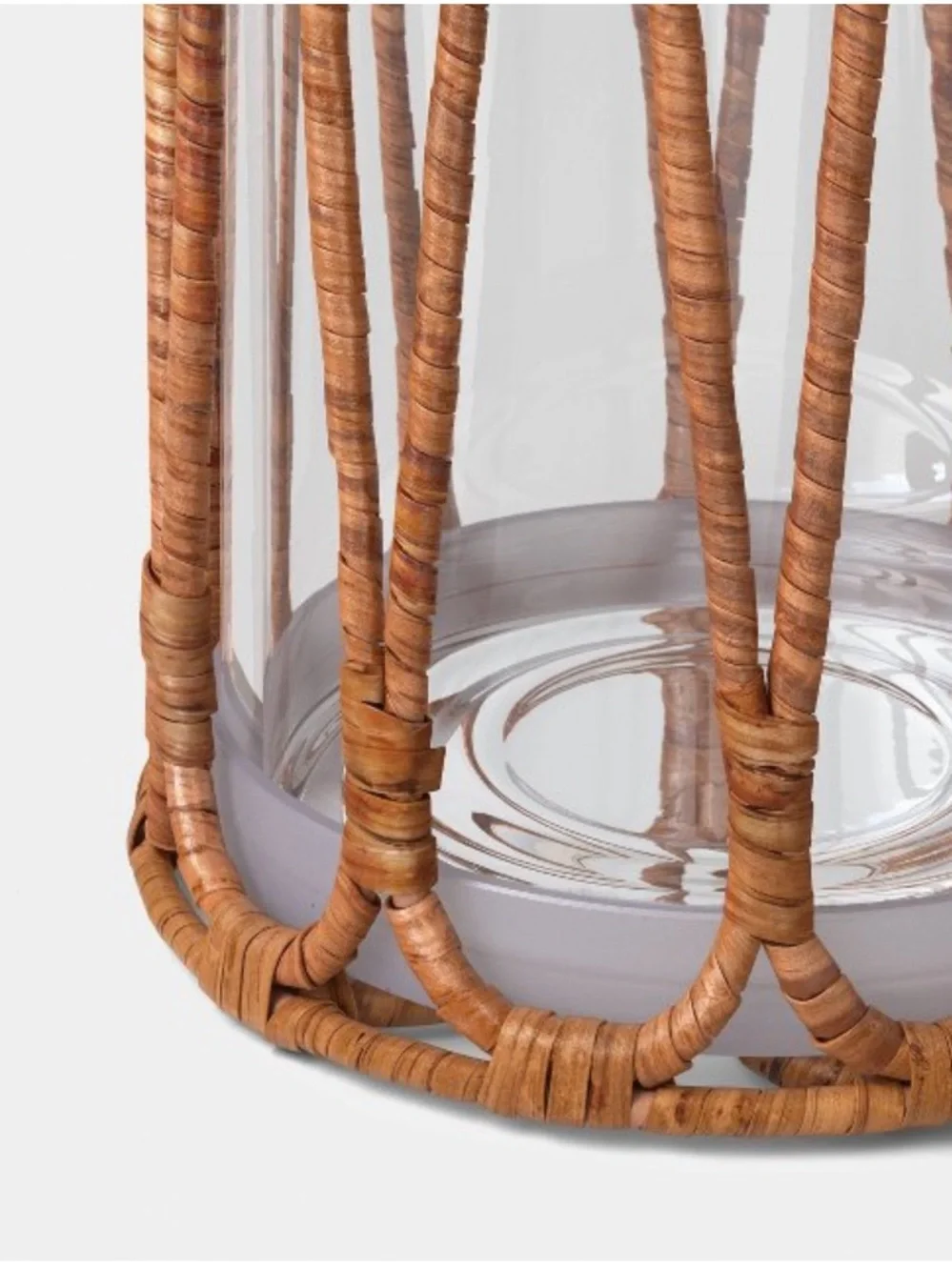 THRESHOLD NWT Short Rattan Wrapped Hurricane Candle Holder